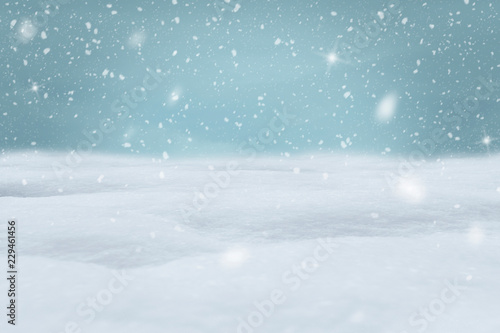 FALLING SNOW WITH SNOW ON THE GROUND FOR BACKGROUND © DoubletreeStudio