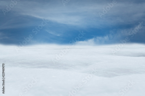 LANDSCAPE OF SNOW WTIH BLUE SKY AND CLOUD