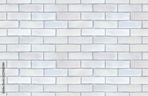 Seamless pattern of blank white brick wall. Hand painted watercolour graphic illustration, delicate shades of gray. Beautiful, cosy, abstract backdrop for design, signs, scrapbook, decoration, prints.