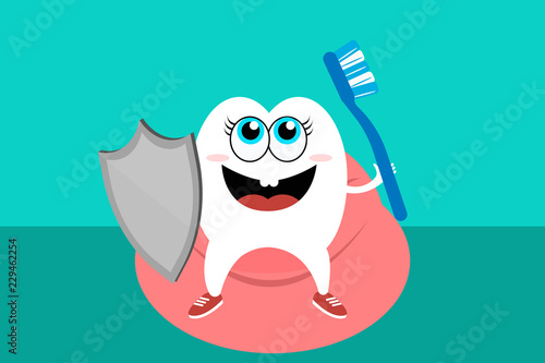 Excited tooth protected with paste brush