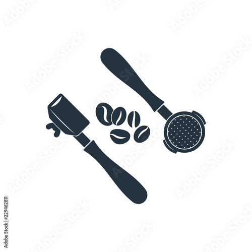 Portafilter isolated icon on white background, 400 coffee set, logo and sign