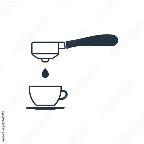 Portafilter and tamper isolated icon on white background, 400 coffee set, logo and sign