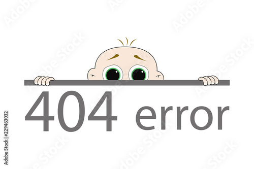 Page not found concept. Human hiding behind a banner with 404 error text message on it