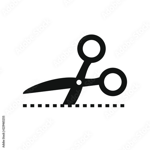Scissors cutting vector icon, symbol of coupon cut