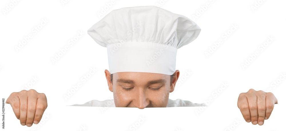 Chef holding a blank sign Chef holding a blank sign