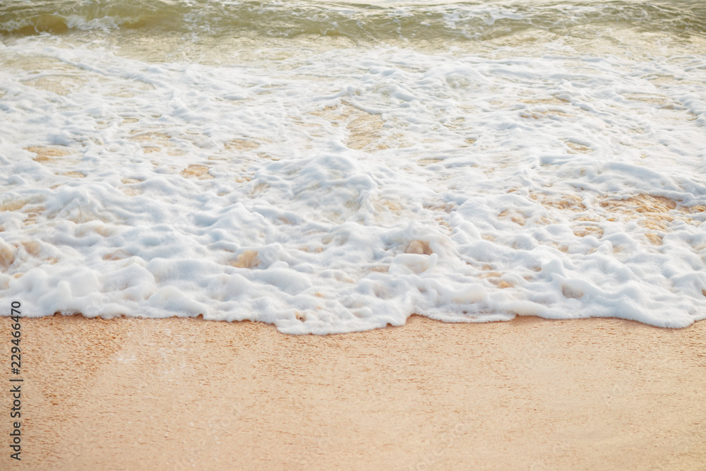 Bubble on beach soft waves on the sand beach, for background Bubble on beach soft waves on the sand beach, for background