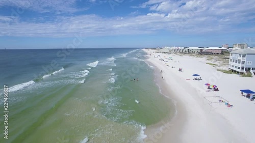 4k aerial drone footage of ocean and beach of Gulf Shores/Fort Morgan Alabama