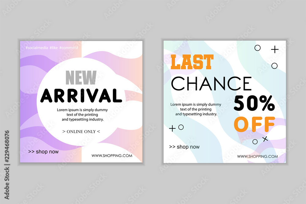 Modern promotion web banner for mobile apps. Design backgrounds for social media. Trendy sale and discount promo backgrounds with abstract pattern and color gradient. Vector lIlustration Modern promotion web banner for mobile apps. Design backgrounds for social media. Trendy sale and discount promo backgrounds with abstract pattern and color gradient. Vector lIlustration