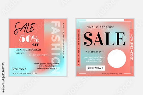 Modern promotion web banner for mobile apps. Design backgrounds for social media. Trendy sale and discount promo backgrounds with abstract pattern and color gradient. Vector lIlustration