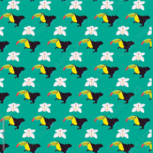 tucan and orquid pattern