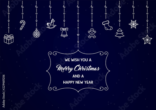Weihnachten Icons hängend wie Weihnachtskugeln Vektor Hintergrund