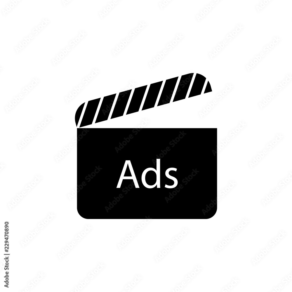 Clapperboard, Ads, Advertisements icon. Element of marketing. Premium quality graphic design icon. Signs and symbols collection icon for websites, web design, mobile app