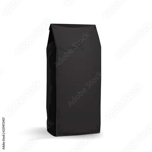 Coffee bag Mock up black-Half Side View 