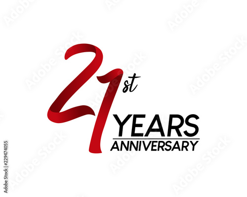 21 anniversary logo vector red ribbon