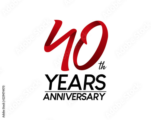 40 anniversary logo vector red ribbon