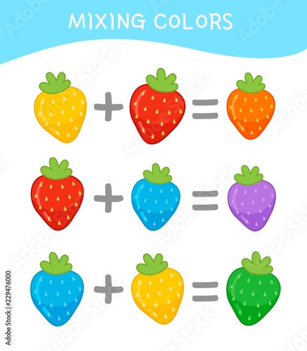 Mixing colors. Educational card for children.