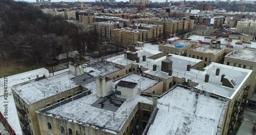 Aerial of Inwood, New York City in Winter Aerial of Inwood, New York City in Winter