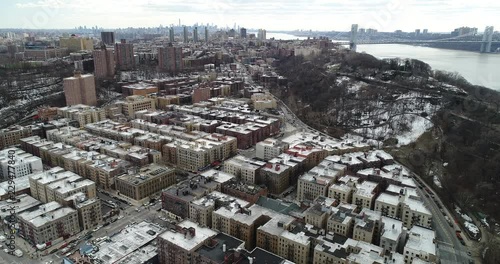 Aerial of Inwood, New York City in Winter photo