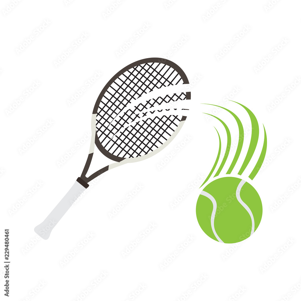 Tennis racket and a ball with an effect. Vector illustration design Stock  Vector | Adobe Stock