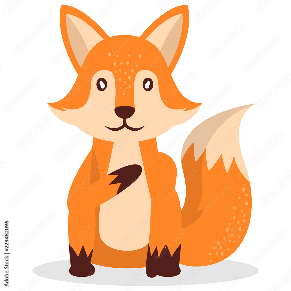 Cute fox character with white background