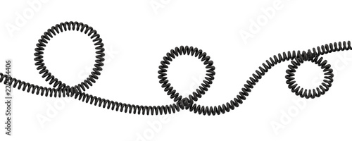 Foto 3d rendering of a single curved spiral cable lying on a white background