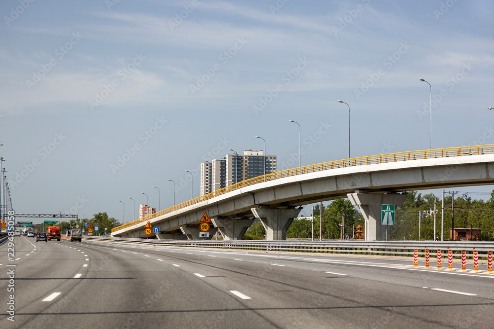 Fragment of the E 105 motorway in St. Petersburg Fragment of the E 105 motorway in St. Petersburg