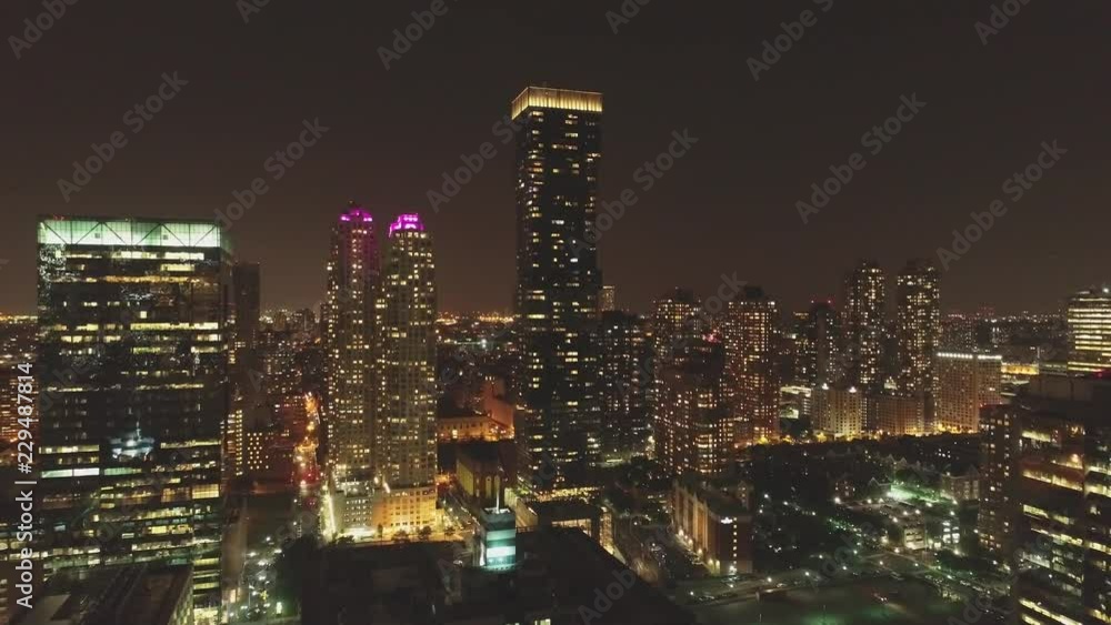 Aerial of Jersey City, New Jersey at Night Aerial of Jersey City, New Jersey at Night