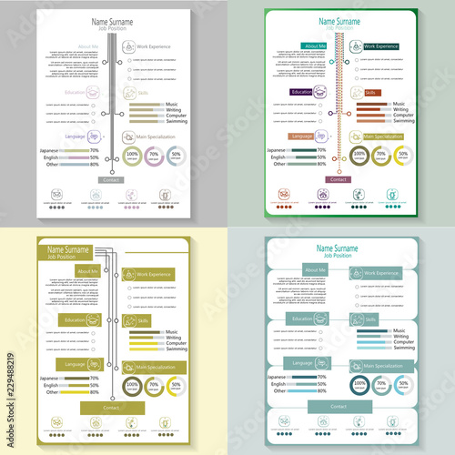 creative modern cv resume with infographic template vector