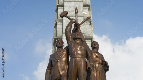 Workers' Party Monument of Juche Tower in North Korea Pyongyang photo