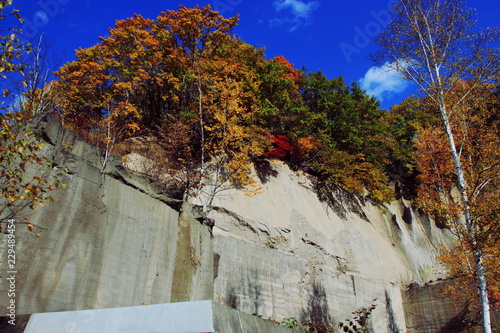 札幌、石山緑地公園の紅葉風景