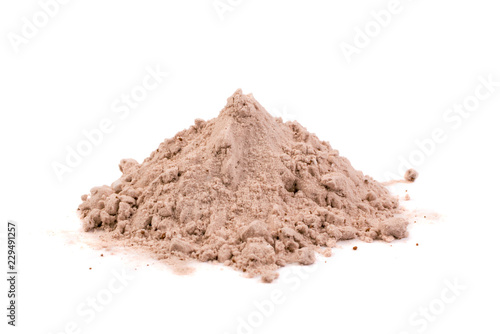 Whey cocoa protein powder for brown fitness shake isolated