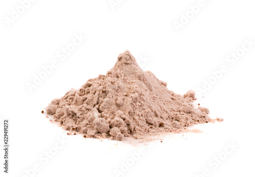 Whey cocoa protein powder for brown fitness shake isolated