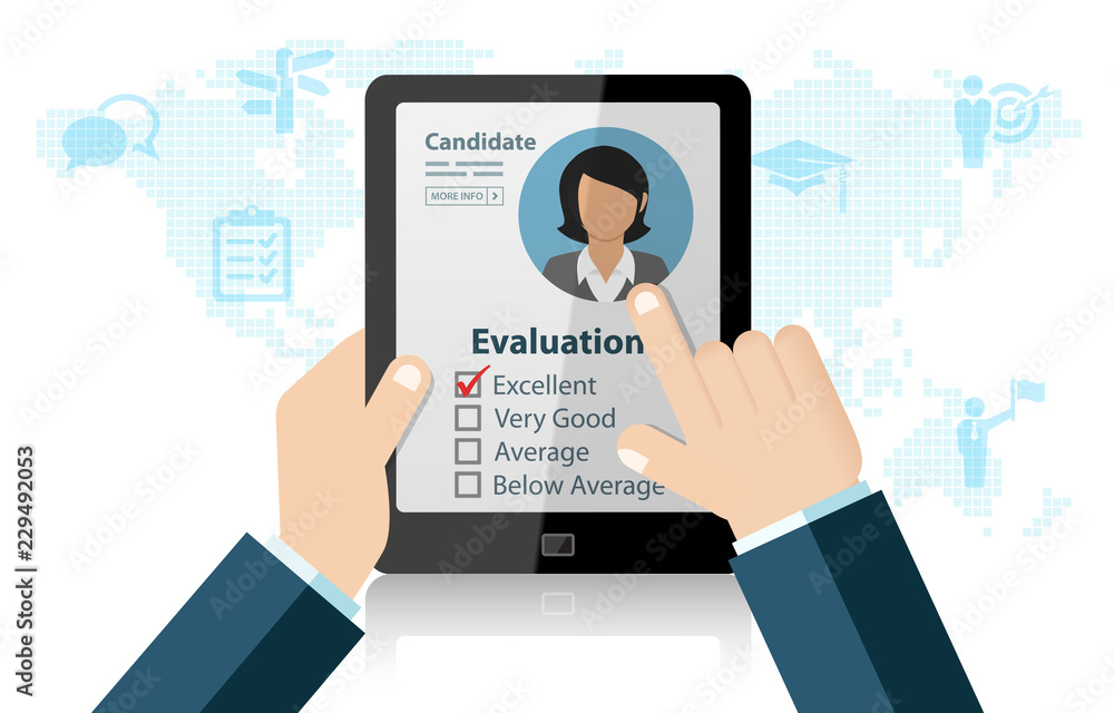 Human Resources Recruitment And Hiring Right Candidate Evaluation Finding Professional Staff Job Search Career Business Internet Technology Concept Human Resources Recruitment And Hiring Right Candidate Evaluation Finding Professional Staff Job Search Career Business Internet Technology Concept