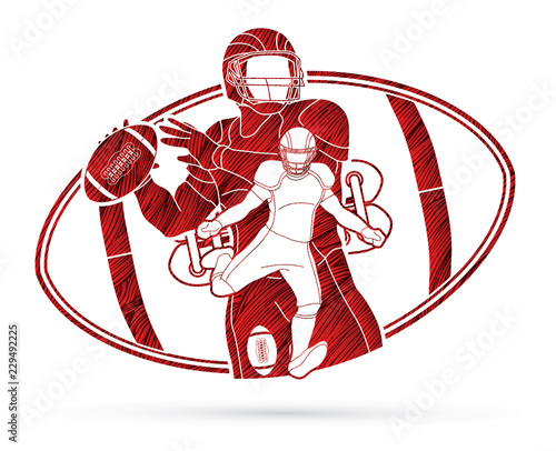 American football player, Sportsman action, sport concept graphic vector.