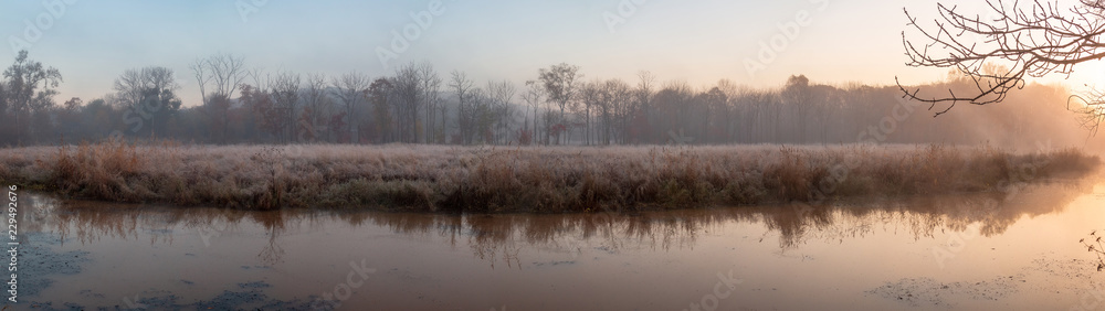 Autumn landscape of early foggy morning in the far east of Russia. Autumn landscape of early foggy morning in the far east of Russia.