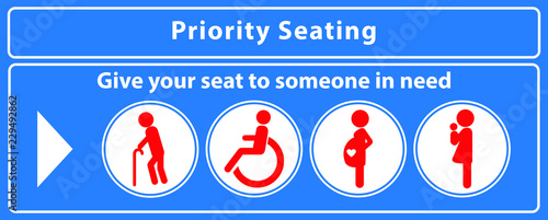 Priority seat sticker. using in public transportation, like bus, train, mass rapid transit and   other. easy to modify