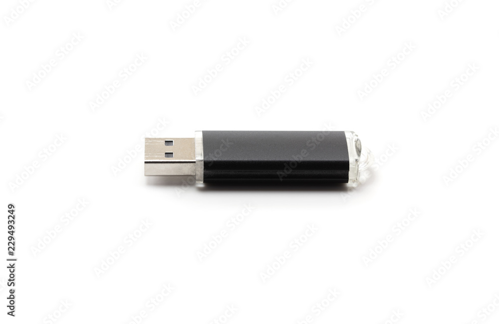 USB memory isolated on white. USB memory with black body. Sideways. USB memory isolated on white. USB memory with black body. Sideways.