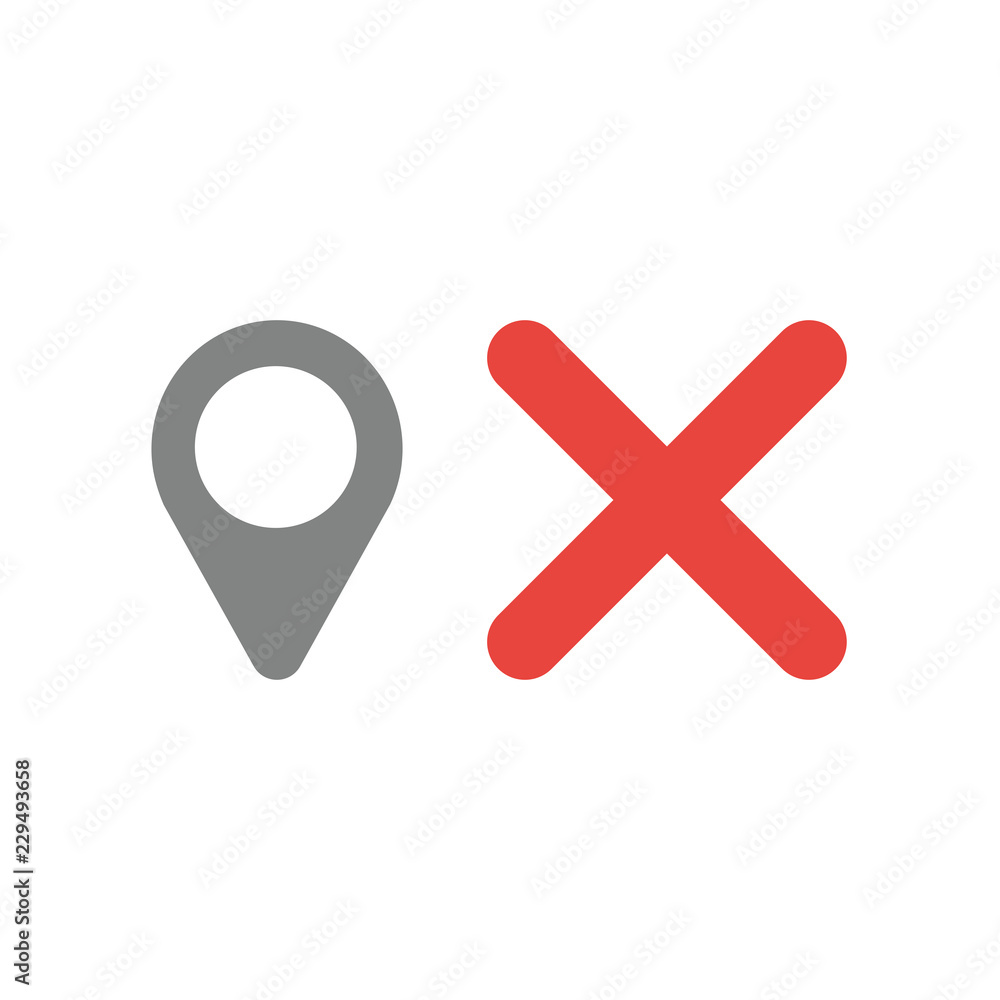 Obraz premium Vector icon concept of map pointer with x mark