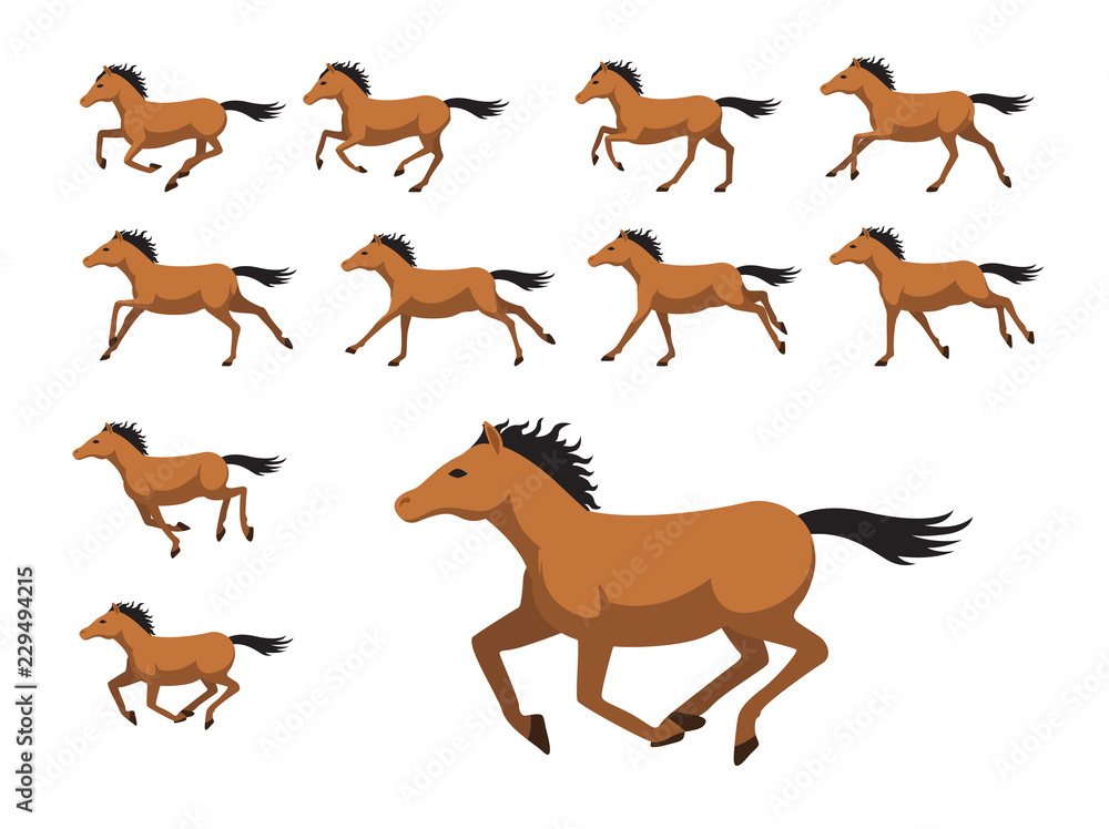Animation Sequence Horse Running Cartoon Vector Illustration Stock Vector |  Adobe Stock