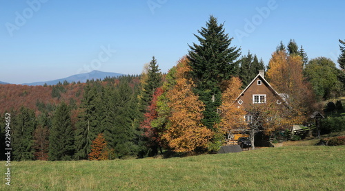 old house in the beginnin of autumn in Beskydy mountains in Czech Republic © rihas