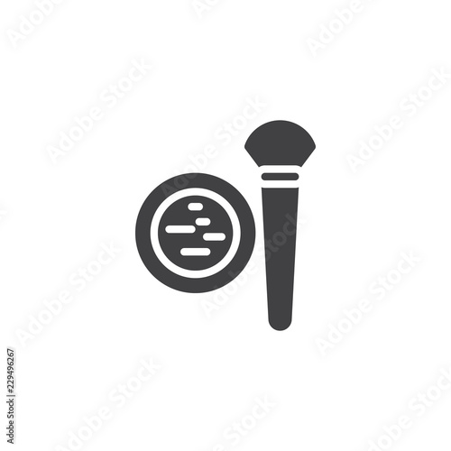 Talcum powder and brush vector icon. filled flat sign for mobile concept and web design. Crime scene simple solid icon. Symbol, logo illustration. Pixel perfect vector graphics