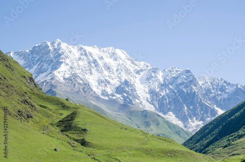 Glacier Shkhara and the Inguri River Valley  Svaneti