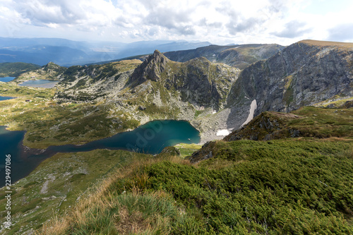 Summer view of The Twin, The Trefoil, The Fish and The Lower lakes, Rila Mountain, The Seven Rila Lakes, Bulgaria