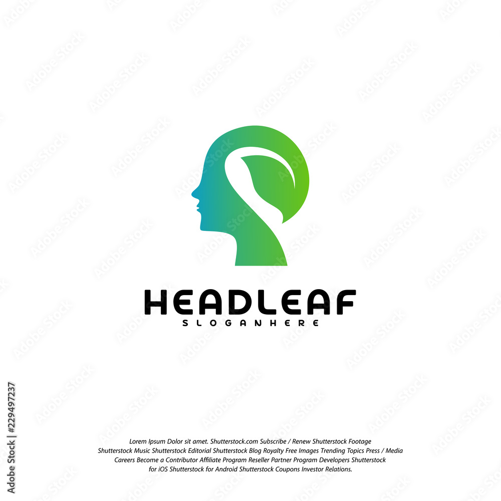 Nature Head science logo vector, Head intelligence logo designs concept vector Nature Head science logo vector, Head intelligence logo designs concept vector
