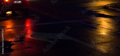 Background of wet asphalt w...
