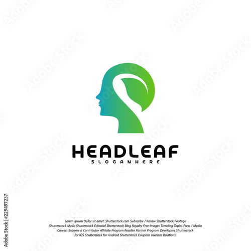 Nature Head science logo vector, Head intelligence logo designs concept vector