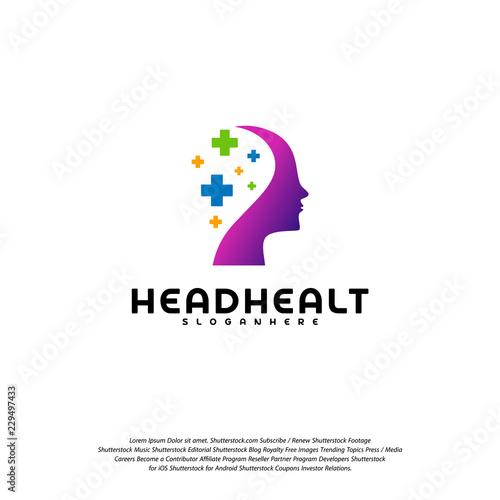Head Health logo template vector, Head intelligence logo designs concept vector