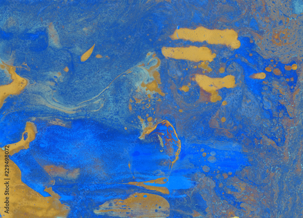 abstract  blue green orange  marble texture, acrylics trendy art