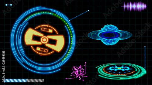 Futuristic HUD interface el...