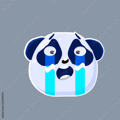 Vector  cute funny emoji characters. Little  Chinese Pangas. Stickers. Flat style.